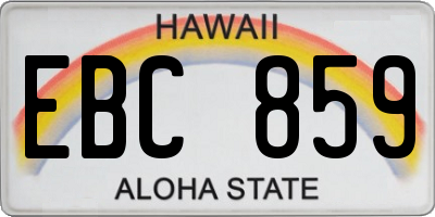 HI license plate EBC859