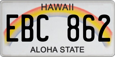 HI license plate EBC862