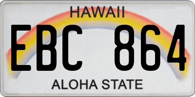 HI license plate EBC864