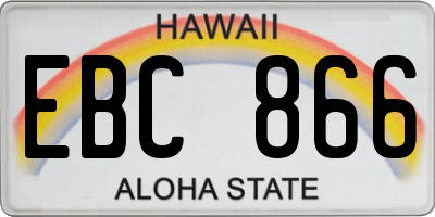 HI license plate EBC866