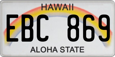 HI license plate EBC869