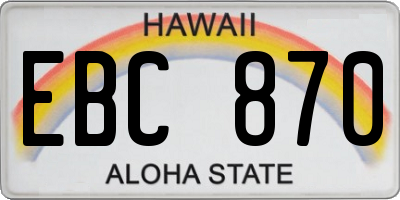 HI license plate EBC870