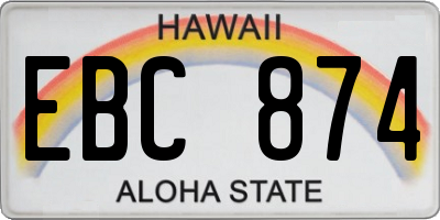 HI license plate EBC874