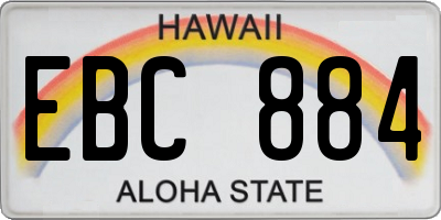 HI license plate EBC884