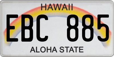 HI license plate EBC885