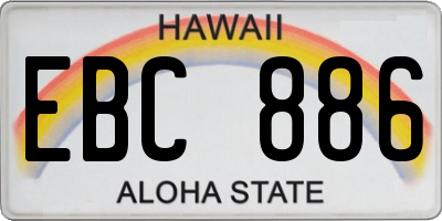 HI license plate EBC886