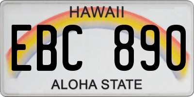 HI license plate EBC890