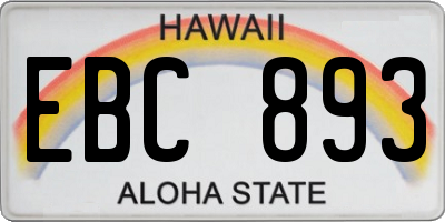 HI license plate EBC893