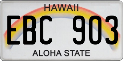 HI license plate EBC903