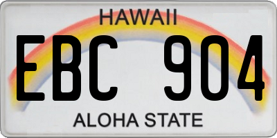 HI license plate EBC904