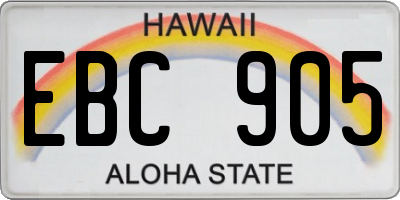 HI license plate EBC905