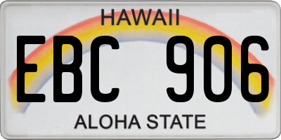 HI license plate EBC906