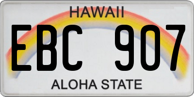 HI license plate EBC907