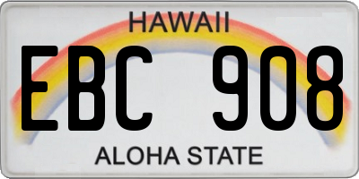 HI license plate EBC908