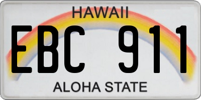 HI license plate EBC911