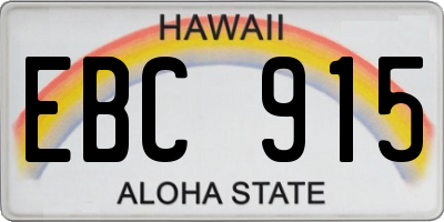HI license plate EBC915