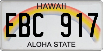 HI license plate EBC917