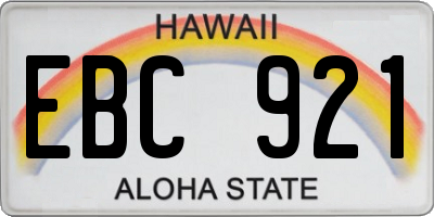HI license plate EBC921