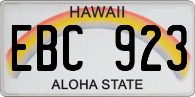HI license plate EBC923