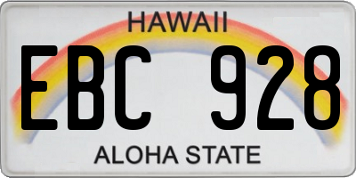 HI license plate EBC928