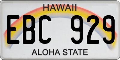 HI license plate EBC929