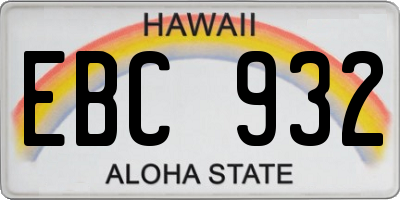 HI license plate EBC932