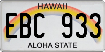 HI license plate EBC933