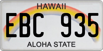 HI license plate EBC935