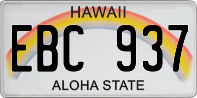 HI license plate EBC937