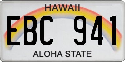 HI license plate EBC941