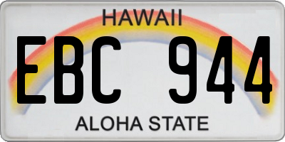 HI license plate EBC944