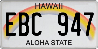 HI license plate EBC947
