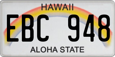 HI license plate EBC948