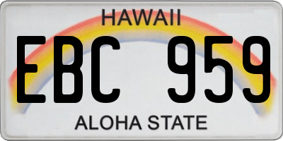 HI license plate EBC959