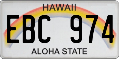 HI license plate EBC974