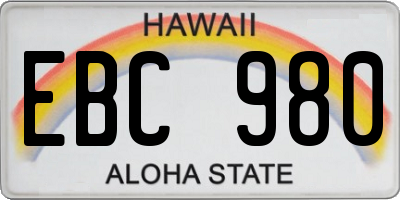 HI license plate EBC980