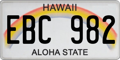 HI license plate EBC982