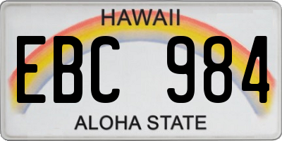 HI license plate EBC984