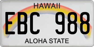 HI license plate EBC988