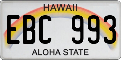 HI license plate EBC993