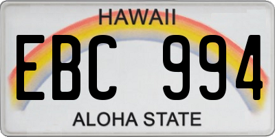 HI license plate EBC994