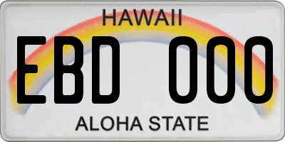 HI license plate EBD000