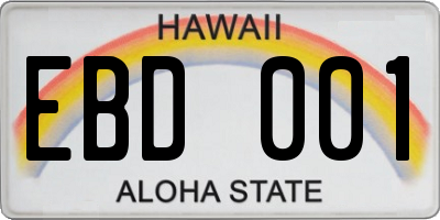 HI license plate EBD001