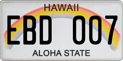 HI license plate EBD007