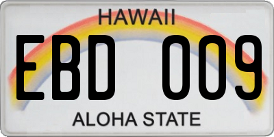 HI license plate EBD009