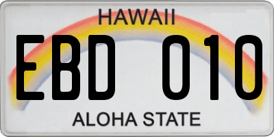 HI license plate EBD010
