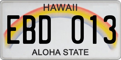 HI license plate EBD013