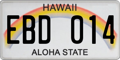 HI license plate EBD014