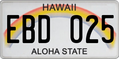 HI license plate EBD025