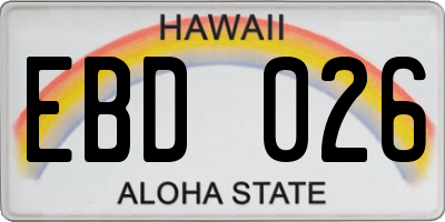 HI license plate EBD026